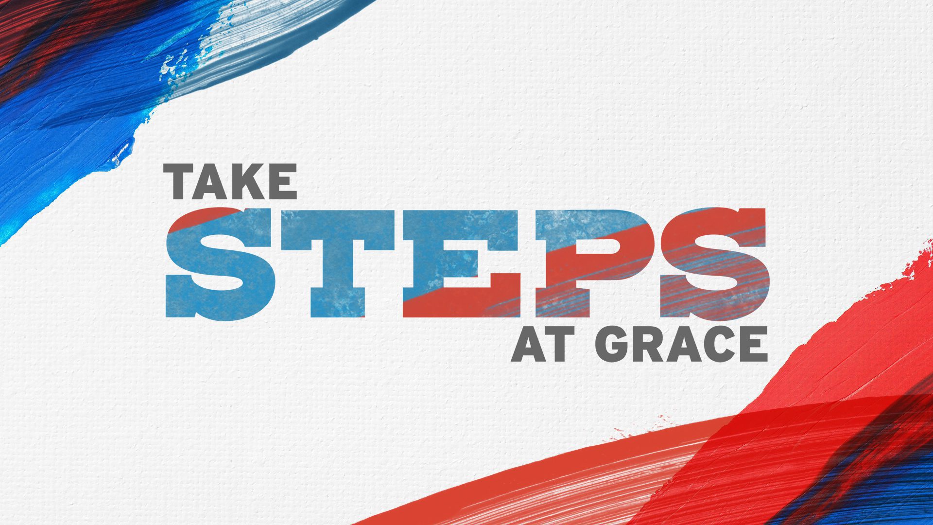 Take steps at grace - blue and red pain marking the corners.